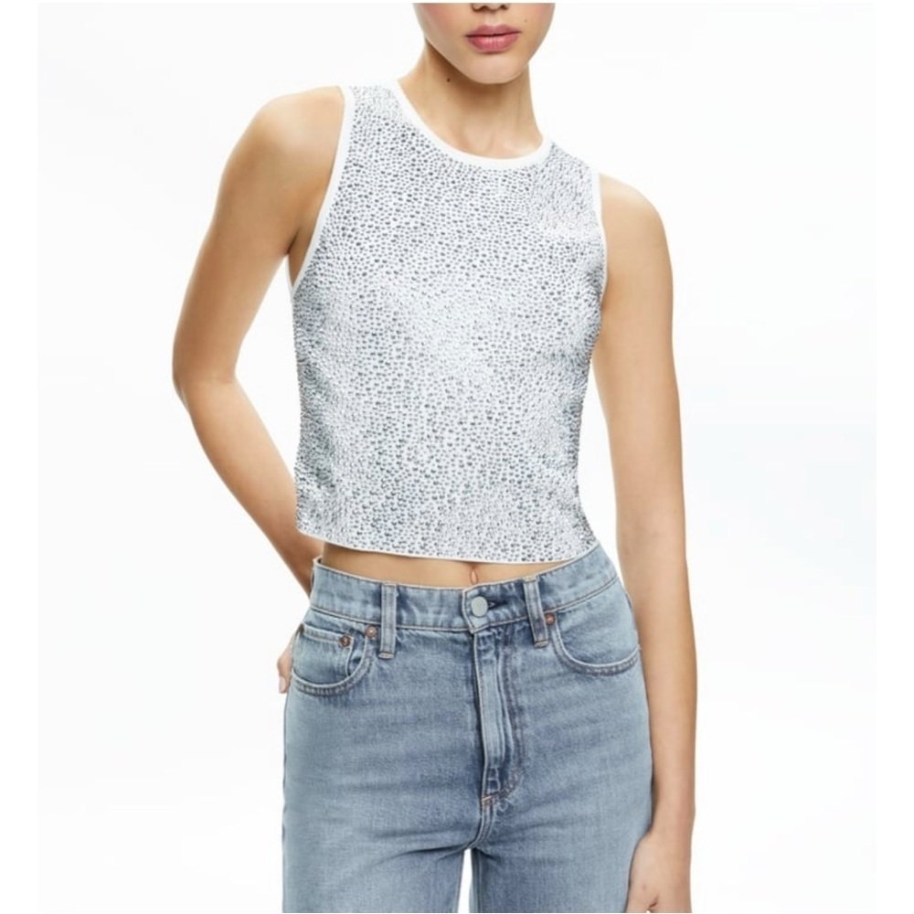 DARINA EMBELLISHED CROPPED TANK size large